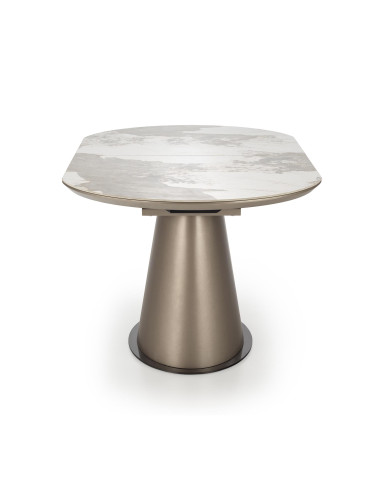 SORIN Stół Rozkładany 160-200cm Beżowy Marmur/Cappuccino-Czarny