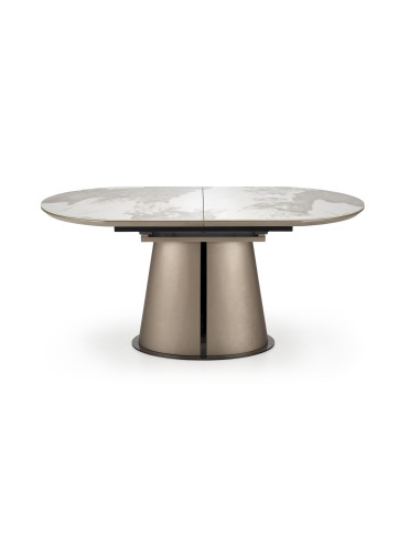 SORIN Stół Rozkładany 160-200cm Beżowy Marmur/Cappuccino-Czarny
