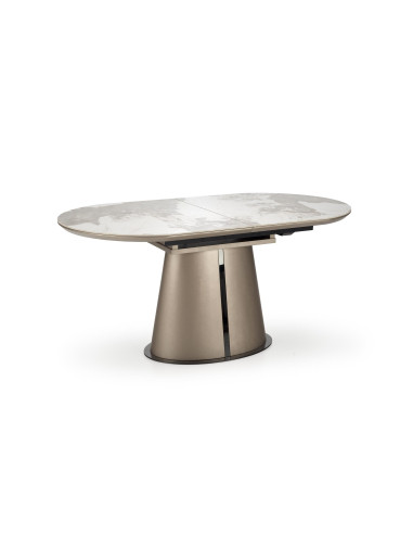 SORIN Stół Rozkładany 160-200cm Beżowy Marmur/Cappuccino-Czarny