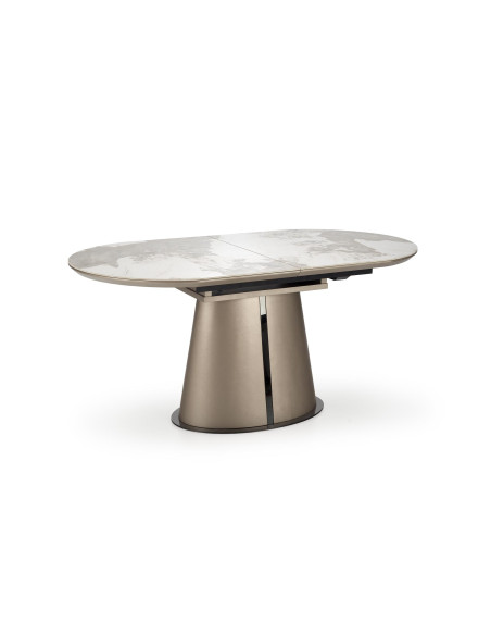 SORIN Stół Rozkładany 160-200cm Beżowy Marmur/Cappuccino-Czarny