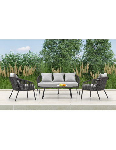 CORACCO Zestaw Ogrodowy, Sofa+Fotele+Ława - Elegancja na Zewnątrz
