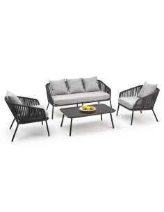 CORACCO Zestaw Ogrodowy, Sofa+Fotele+Ława - Elegancja na Zewnątrz