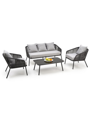 CORACCO Zestaw Ogrodowy, Sofa+Fotele+Ława - Elegancja na Zewnątrz