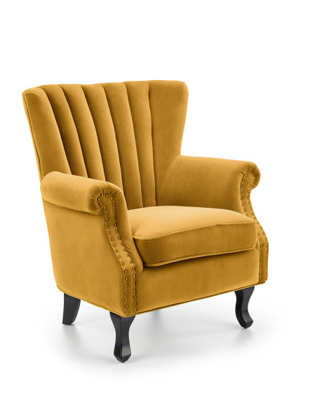 KONRADO Fotel Velvet Musztardowy - Wyrazisty Design i Komfort