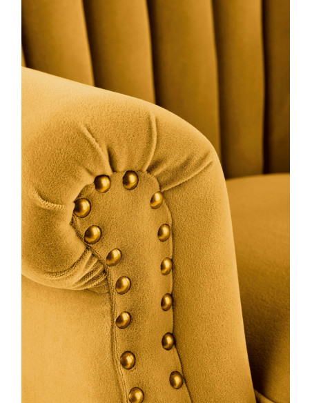 KONRADO Fotel Velvet Musztardowy - Wyrazisty Design i Komfort
