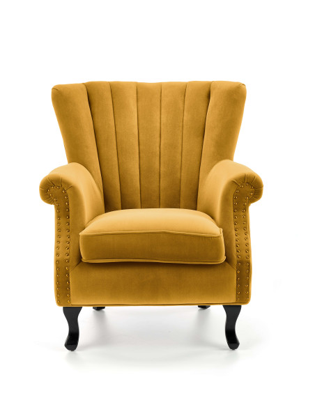 KONRADO Fotel Velvet Musztardowy - Wyrazisty Design i Komfort