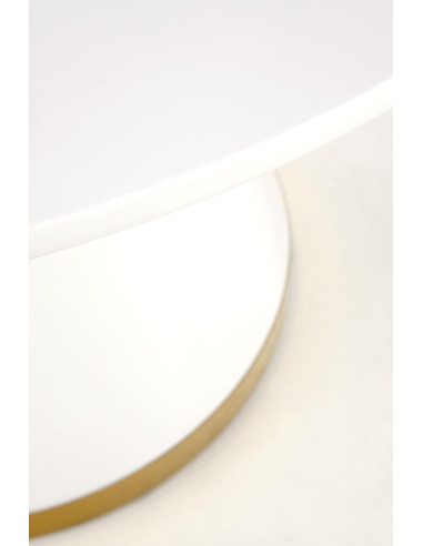 BENTO Okrągły Stół Blat Biały, Noga Biała/Złota Fi120cm - Nowoczesny