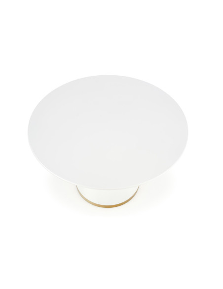 BENTO Okrągły Stół Blat Biały, Noga Biała/Złota Fi120cm - Nowoczesny