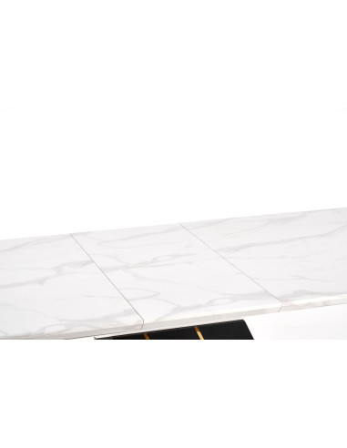 AMBAR Stół Rozkładany 160-200cm Biały Marmur/Czarny Złoty - Elegancja