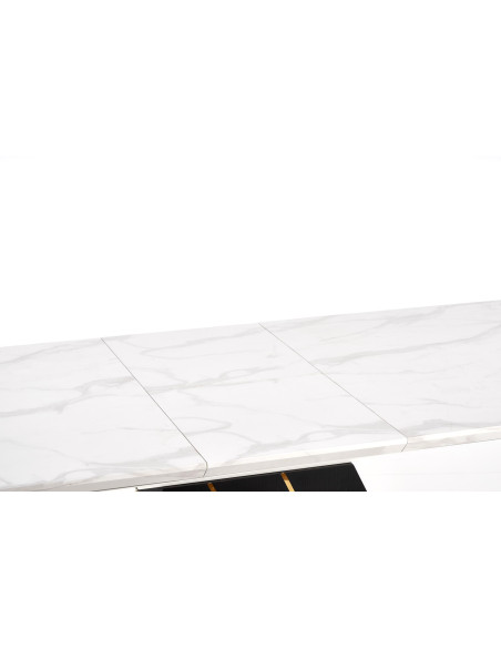AMBAR Stół Rozkładany 160-200cm Biały Marmur/Czarny Złoty - Elegancja