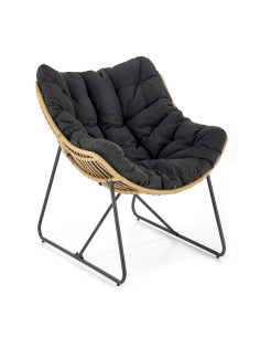 ISARO Fotel Czarny/Naturalny, Rattan Sztuczny - Nowoczesność i Styl