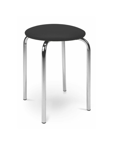 DIANE Taboret Chromowany PVC Czarny - Elegancja i Wygoda
