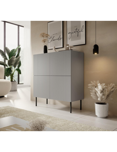 TESORO KM-2 Komoda Jasny Popiel 100x42x110cm - Styl i Praktyczność