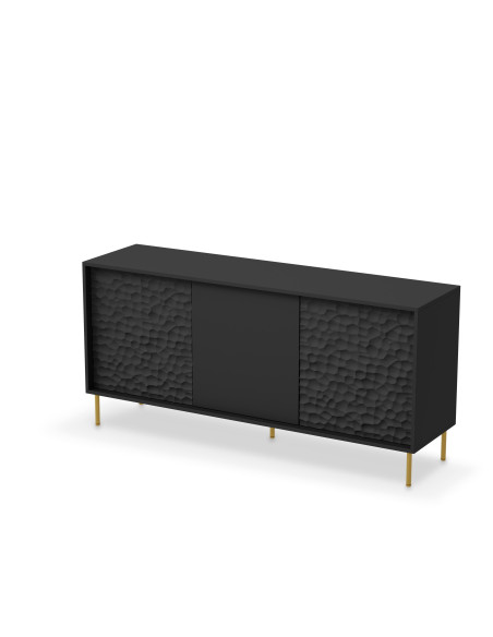 RITMO KM-1 Komoda Czarny Złoty 155x41x73cm - Nowoczesny Glamour