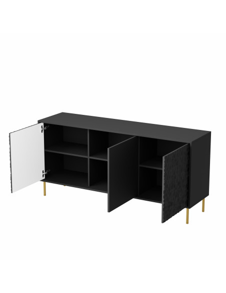 RITMO KM-1 Komoda Czarny Złoty 155x41x73cm - Nowoczesny Glamour