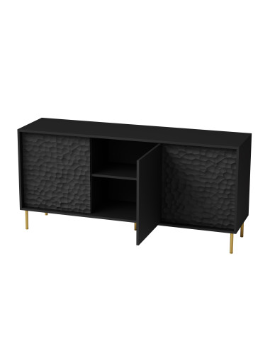 RITMO KM-1 Komoda Czarny Złoty 155x41x73cm - Nowoczesny Glamour