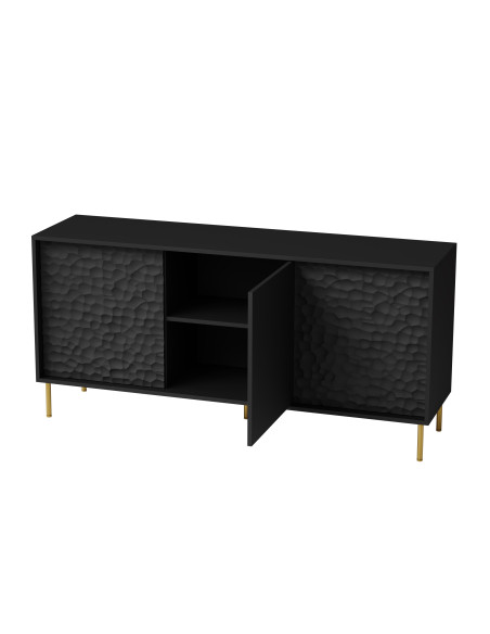 RITMO KM-1 Komoda Czarny Złoty 155x41x73cm - Nowoczesny Glamour