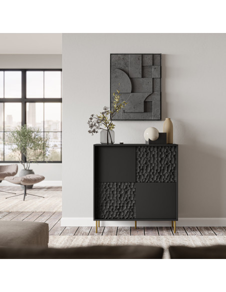 RITMO KM-2 Komoda Czarny Złoty 100x41x105cm - Styl i Luksus