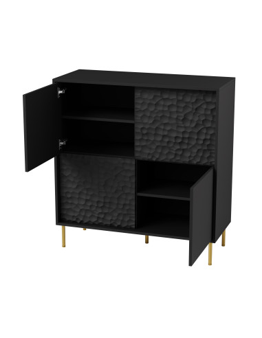 RITMO KM-2 Komoda Czarny Złoty 100x41x105cm - Styl i Luksus