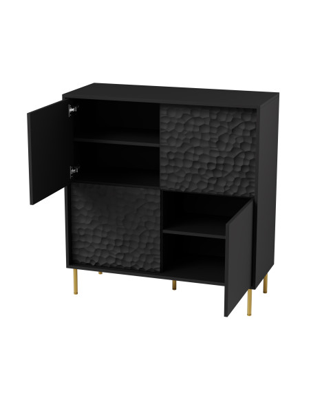 RITMO KM-2 Komoda Czarny Złoty 100x41x105cm - Styl i Luksus