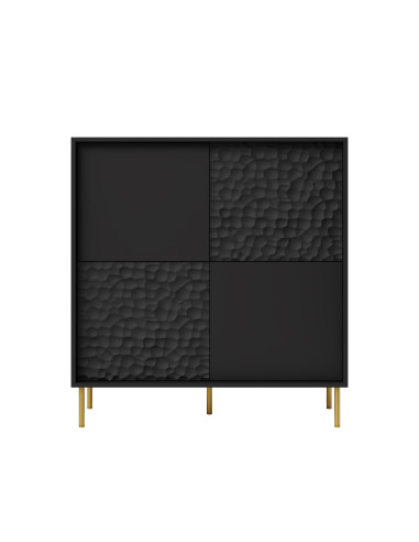 RITMO KM-2 Komoda Czarny Złoty 100x41x105cm - Styl i Luksus