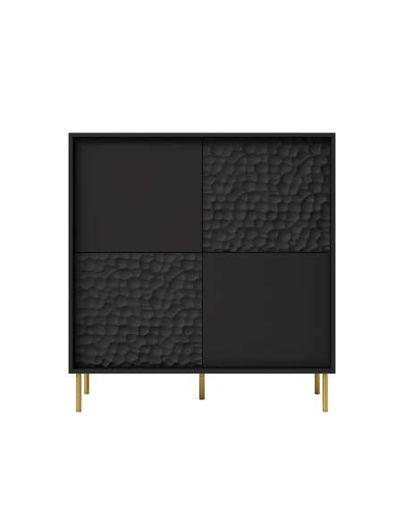 RITMO KM-2 Komoda Czarny Złoty 100x41x105cm - Styl i Luksus