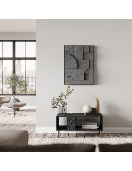 RITMO Ława Czarny Złoty 92x50x43cm - Elegancja w Salonie
