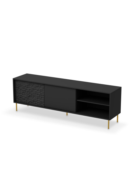 RITMO Stolik RTV Czarny Złoty 180x41x58cm - Nowoczesność i Styl