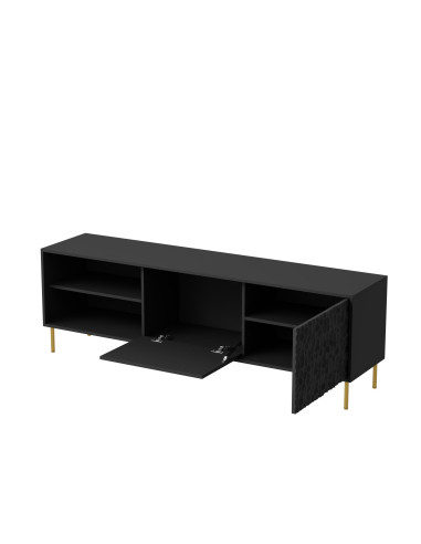 RITMO Stolik RTV Czarny Złoty 180x41x58cm - Nowoczesność i Styl