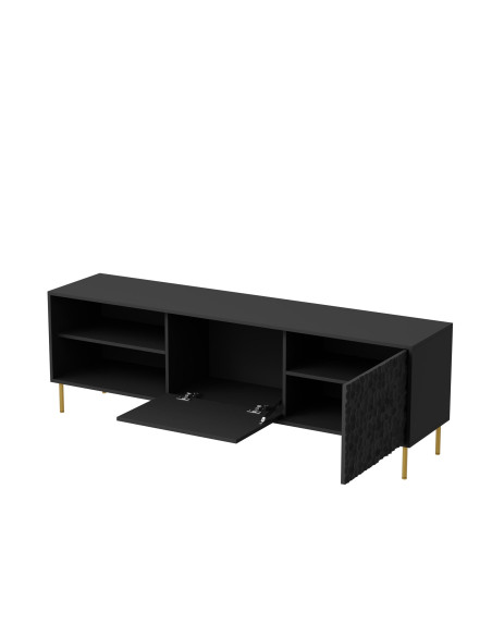 RITMO Stolik RTV Czarny Złoty 180x41x58cm - Nowoczesność i Styl