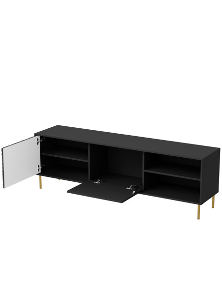 RITMO Stolik RTV Czarny Złoty 180x41x58cm - Nowoczesność i Styl