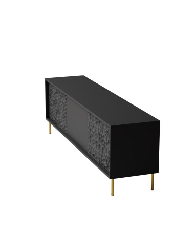 RITMO Stolik RTV Czarny Złoty 180x41x58cm - Nowoczesność i Styl