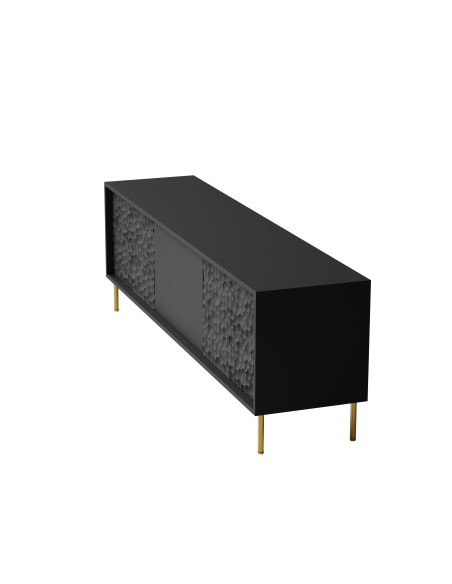 RITMO Stolik RTV Czarny Złoty 180x41x58cm - Nowoczesność i Styl