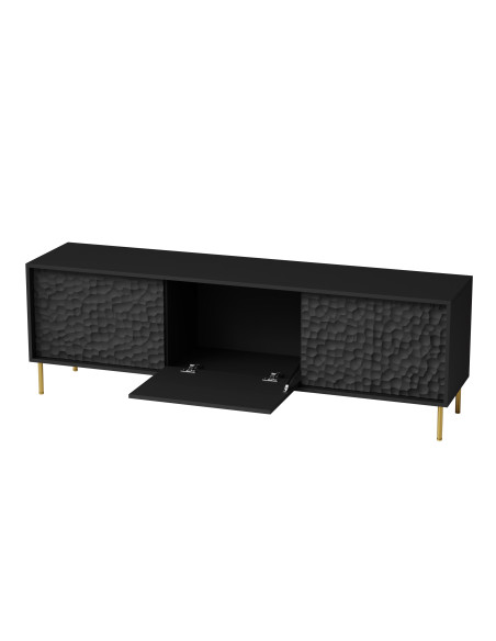 RITMO Stolik RTV Czarny Złoty 180x41x58cm - Nowoczesność i Styl