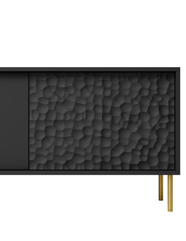RITMO Stolik RTV Czarny Złoty 180x41x58cm - Nowoczesność i Styl