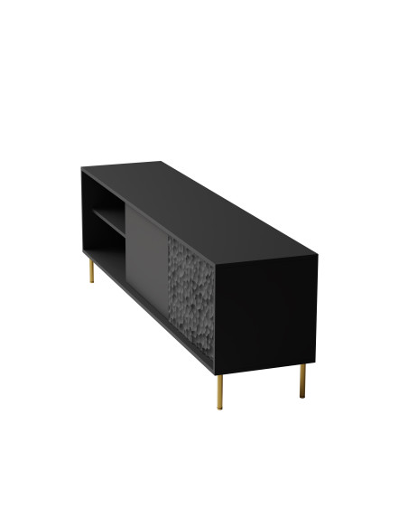 RITMO Stolik RTV Czarny Złoty 180x41x58cm - Nowoczesność i Styl
