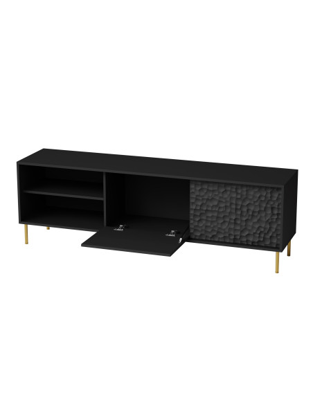 RITMO Stolik RTV Czarny Złoty 180x41x58cm - Nowoczesność i Styl