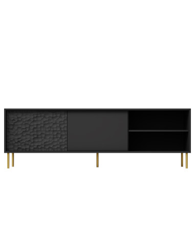 RITMO Stolik RTV Czarny Złoty 180x41x58cm - Nowoczesność i Styl
