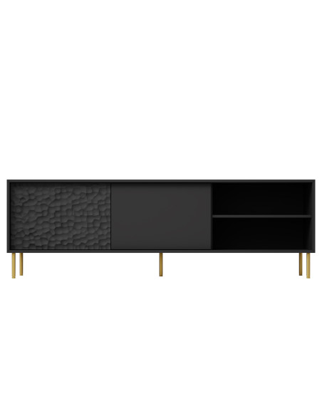 RITMO Stolik RTV Czarny Złoty 180x41x58cm - Nowoczesność i Styl