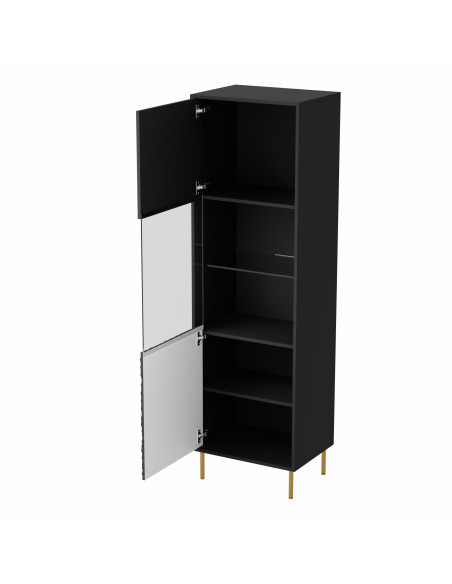 RITMO Witryna Czarny Złoty 55x41x185cm - Ekskluzywne Wykończenie