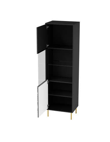 RITMO Witryna Czarny Złoty 55x41x185cm - Ekskluzywne Wykończenie
