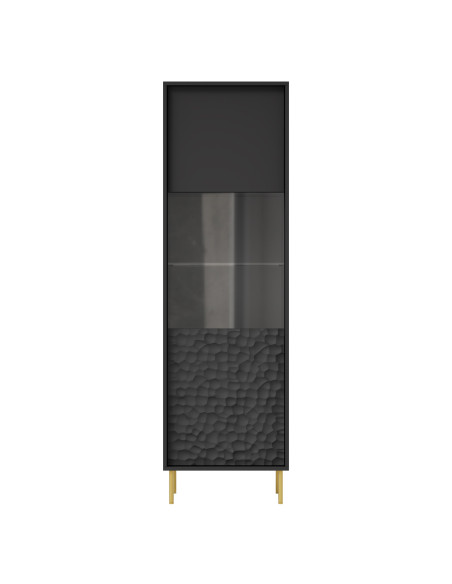 RITMO Witryna Czarny Złoty 55x41x185cm - Ekskluzywne Wykończenie