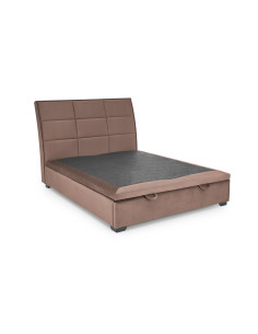 AZURRO 160 cm Łóżko z Pojemnikiem na Pościel Beżowe Velvet/Drewno Lite
