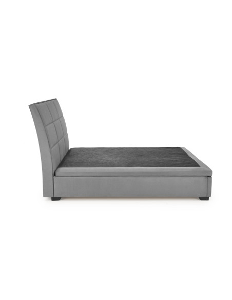 AZURRO 160 cm Łóżko z Pojemnikiem na Pościel Popiel Velvet/Drewno Lite