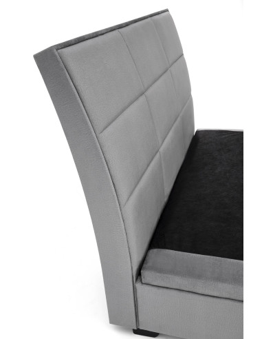 AZURRO 160 cm Łóżko z Pojemnikiem na Pościel Popiel Velvet/Drewno Lite