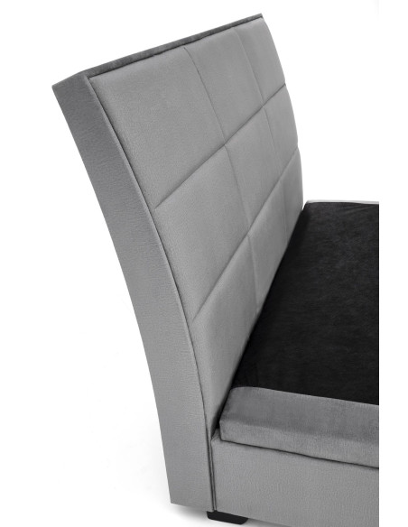 AZURRO 160 cm Łóżko z Pojemnikiem na Pościel Popiel Velvet/Drewno Lite