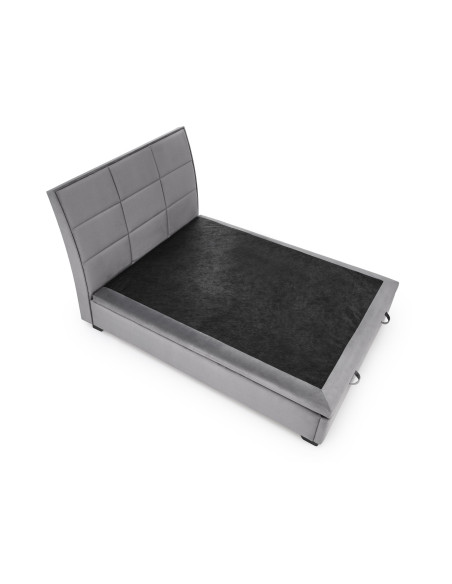 AZURRO 160 cm Łóżko z Pojemnikiem na Pościel Popiel Velvet/Drewno Lite