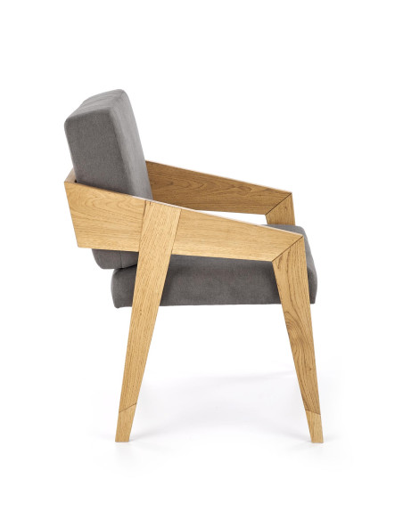 BRILLANTE Fotel Drewno Dębowe Ciemny Popiel 61x67x90cm - Naturalny Styl