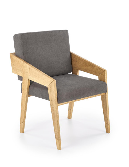 BRILLANTE Fotel Drewno Dębowe Ciemny Popiel 61x67x90cm - Naturalny Styl