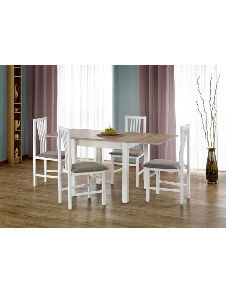 CHARON Stół Rozkładany Dąb Sonoma/Biały 80-160cm - Jasność i Styl